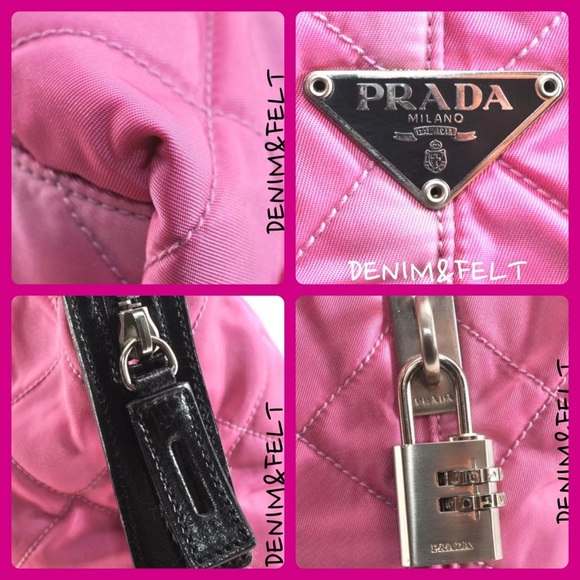 PRADA Vintage Pink/Black Begonia Quilted Nylon Travel Bag/Tote | PRELOVED!!🩷💗 - Picture 7 of 16
